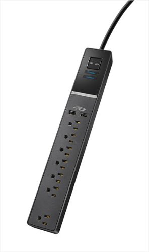 Rocketfish™  7-Outlet/2-USB 2100 Joules Surge Protector Strip - Black HOW TO BUY
