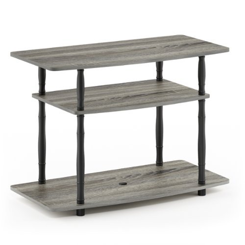 Furinno - Turn-N-Tube No Tools 3-Tier TV Stands with Classic Tubes - French Oak/Black Classic Tube-Front_Standard 