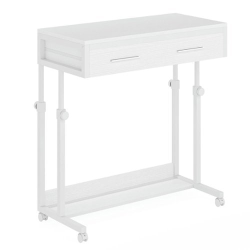 Kadyn - Sofa Side End Table, Height Adjustable Desk, Mobile Side Table Portable Desk with Drawers - White-Front_Standard 
