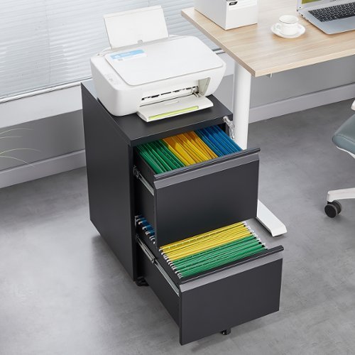 GOODSILO - 2-Drawer Locking File Cabinet - Mobile Under Desk Filing for Letter/Legal/A4 - Home Office Storage - Black-Front_Standard 