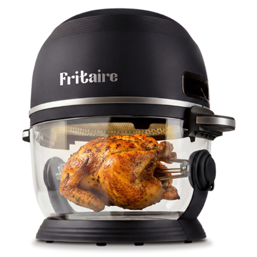 Fritaire - Non-Toxic Air Fryer - Glass Air Fryer, 5qt, Teflon-Free, PFOA- Free, w/ Accessories - Rotisserie and Tumbling Basket - Midnight Black-Front_Standard 
