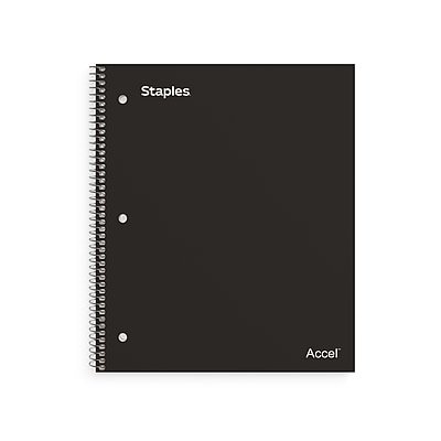 Staples - Premium Poly 1-Subject Notebook, 8" x 10.5", Wide Ruled, 100 Sheets, (ST20956D) - Black