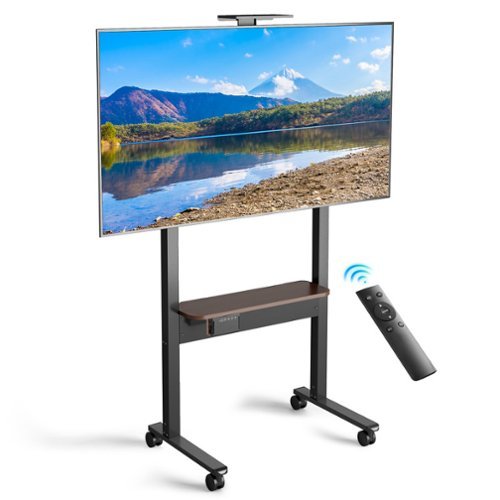 Skyzoo - Portable TV Stand on Wheels for 37"-86" TVs up to 154lbs, Adjustable Height Cart with Remote & Touch Control - Black-Front_Standard 