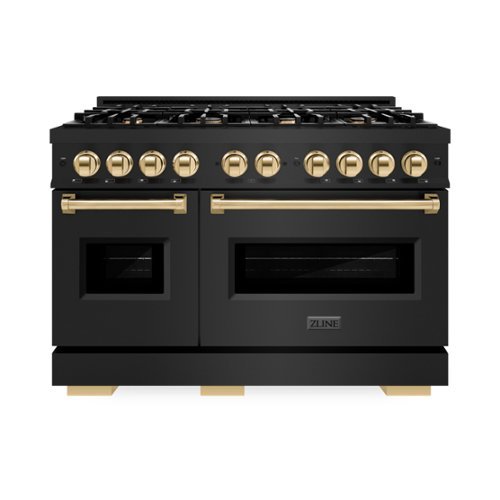 ZLINE - Autograph 48" Classic Dual Fuel Black Stainless Range w/ Gold Accents (CDRBZ-48-G) - Black Stainless Steel