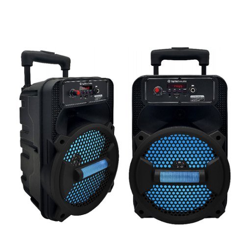 TopTech - Rock-8, 1500W Portable Bluetooth Speaker with Disco Lights & Microphone - Black-Front_Standard 