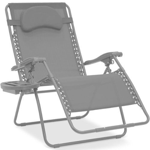 Best Choice Products - Oversized Zero Gravity Chair, Folding Outdoor Patio Recliner w/ Cup Holder - Dove Gray-Front_Standard 