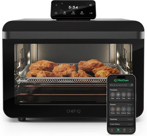 CHEF iQ - MiniOven 25-Quart Smart Toaster Oven Air Fryer with Touchscreen Controls - Black-Front_Standard 