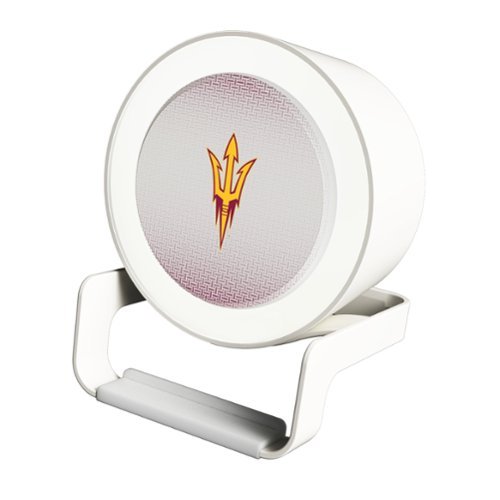 Keyscaper - Arizona State Sun Devils Linen Print Nightlight Charger & Bluetooth Speaker - White-Front_Standard 