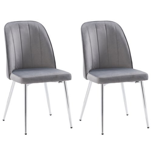 CorLiving - Nash Velvet Channel Tufted Side Chair - Gray-Front_Standard 