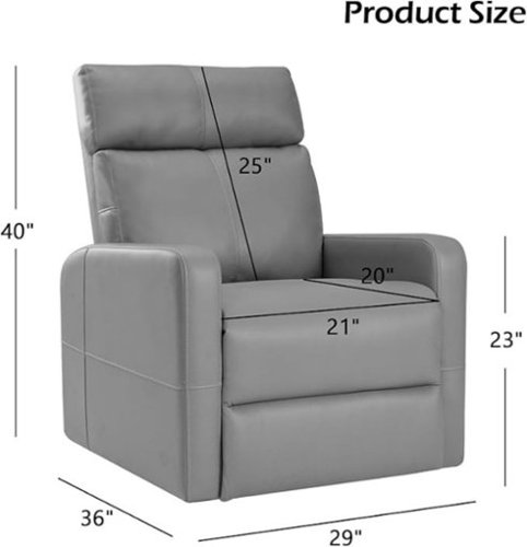 Bestier Vegan Leather Manual Swivel Recliner with Solid Footrest and Soft Padded Armrest - Gray