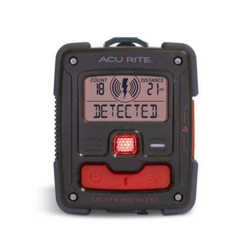 AcuRite - Portable Lightning Detector (up to 25 miles) with Audible Alert, Strike Counter, and Belt Clip - Black