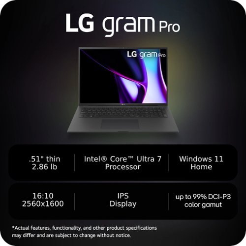 LG  gram Pro 17 Laptop - Intel Evo Platform Intel Core Ultra 7 - 32GB RAM - 2TB SSD - Obsidian Black BUY IN NORWAY