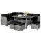 Costway - 7 PCS Patio Rattan Dining Set Sectional Sofa Couch Ottoman Garden - Black-Front_Standard