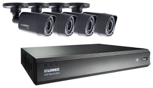  Lorex - 8-Channel, 4-Camera Indoor/Outdoor High-Definition DVR Security System - Black