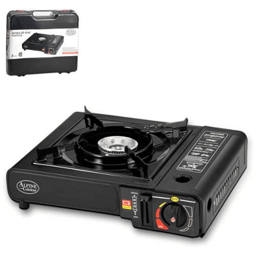 Alpine Cuisine - Lightweight Portable Gas Stove for Outdoor and Indoor Cooking - Black-Front_Standard 