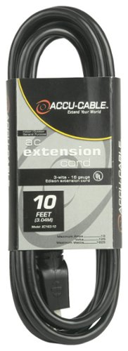 Accu-Cable - 10' Indoor/Outdoor AC Extension Cord - Black-Front_Standard 