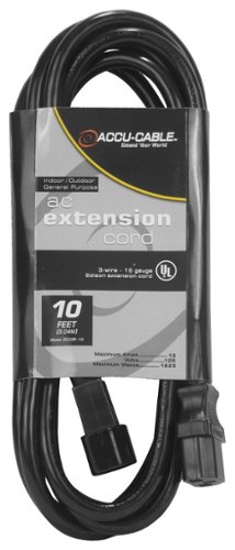  Accu-Cable - 10' Indoor/Outdoor AC Extension Cord - Black