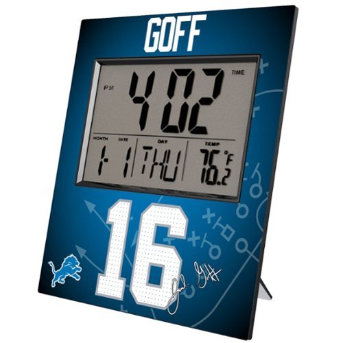 Keyscaper - Jared Goff Detroit Lions Digital Desk & Wall Clock - Multicolor-Front_Standard 