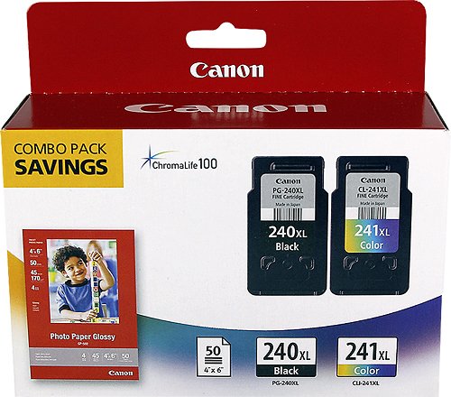 Canon - PG-240XL/CL-241XL 2-Pack High-Yield Ink Cartridges + Photo Paper - Black/multicolor