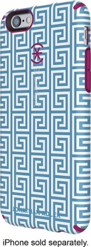 Speck - Jonathan Adler CandyShell Inked Case for Apple® iPhone® 6 Plus - Aqua Greek Key/Lipstick Pink-Front_Standard 