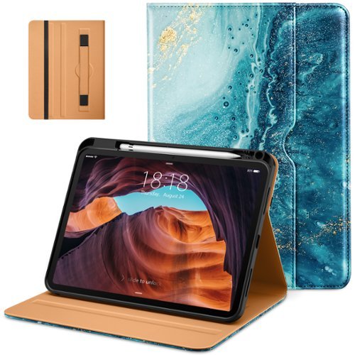 DTTO - Case for iPad 11th Gen 11" 2025 (A16) & 10th Gen 10.9" 2022, Leather Folio Cover with Pencil Holder & Auto Wake/Sleep - Sandy Wave-Front_Standard 