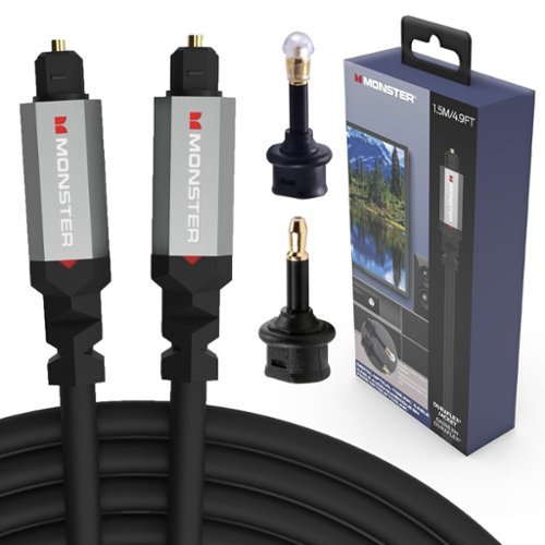  Monster - Gen2 Essentials Digital Optical Toslink Cable, Sound Bar Optical Audio Cable with Gold Connectors, 4.9ft - Black