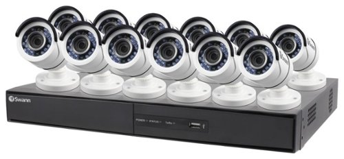  Swann - 16-Channel, 12-Camera Indoor/Outdoor High-Definition DVR Surveillance System - White