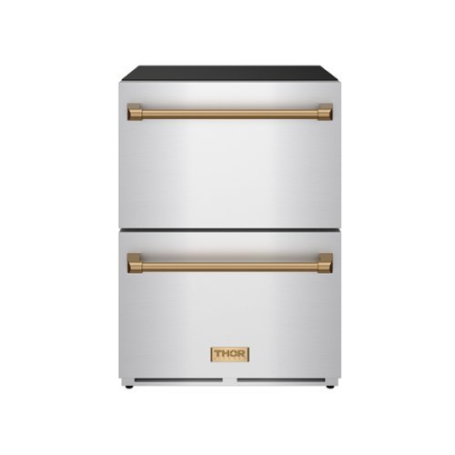 Gordon Ramsay Series by Thor Kitchen 24 Inch Indoor Outdoor Freezer Drawers with Bronze Hardware - Stainless Steel