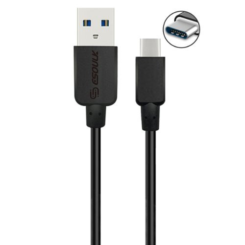Esoulk - 5 Ft. (1.5m) USB-A to USB-C Charger and Sync Cable Universal Compatible Apple Samsung - Black-Front_Standard 
