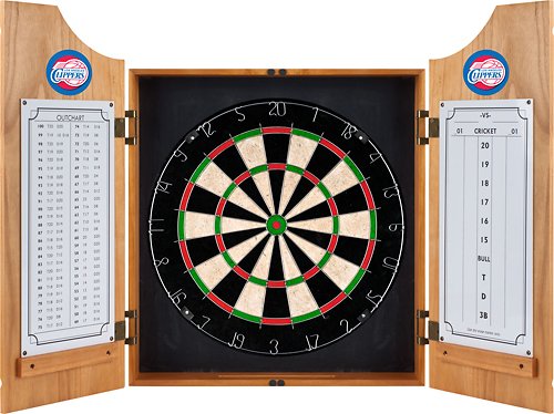 L.A. Clippers NBA Dart Cabinet Set with Darts and Board - Royal Blue, Red-Front_Standard 