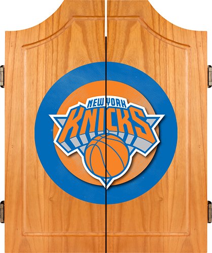 New York Knicks NBA Dart Cabinet Set with Darts and Board - Blue, Silver, Orange
