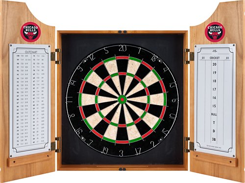 Chicago Bulls NBA Dart Cabinet Set with Darts and Board - Red, Black-Front_Standard 
