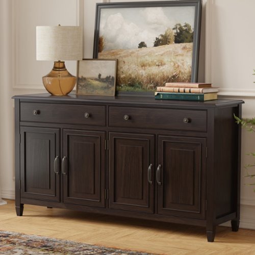 Simpli Home - Connaught 67 inch Wide Solid Wood Large Sideboard Buffet Storage Cabinet - Dark Chestnut Brown-Front_Standard 