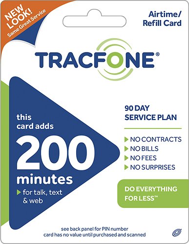  TRACFONE - 200-Minute Prepaid Wireless Airtime Card - Blue/Green