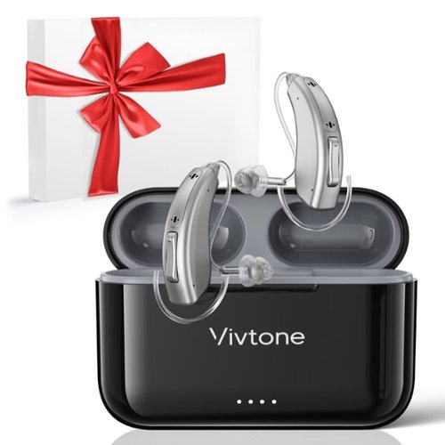 Vivtone - Lucid508 Rechargeable Hearing Aids for Seniors Adults, Advanced Digital BTE Devices with 125 Hrs Backup Power - Silver-Front_Standard 