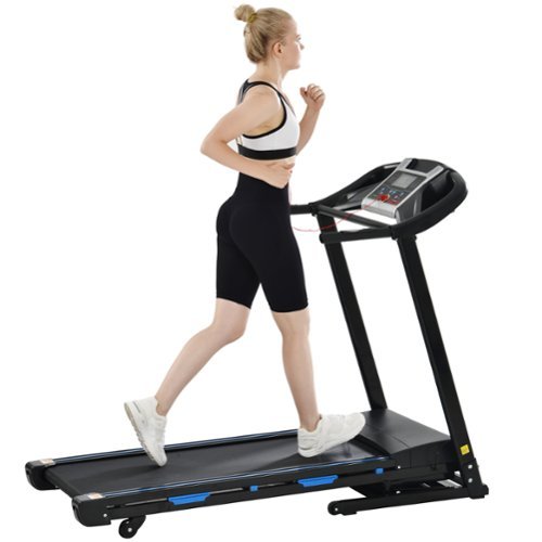 Chateau Abodes - Treadmills for Home, 3.5HP Electric Folding Treadmill with Automatic Incline, Double Deck Shock Absorption - Black-Front_Standard 