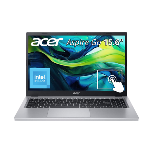 Acer - Aspire Go 15.6" FHD IPS Touchscreen Laptop – Intel Core 3 N355 8GB LPDDR5 128GB UFS W11S UHD Graphics – AG15-32PT-36KT - Silver-Front_Standard 