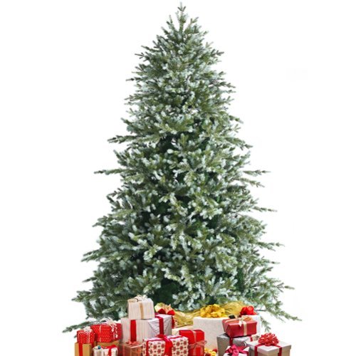 Costway - 8ft Hinged Artificial Christmas Spruce Tree w/ 1658 Mixed PE & PVC Tips - Green/White