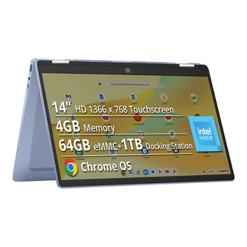 HP - 2-in-1 14" Touch-Screen Chromebook Laptop - Intel Processor N100 2023 - 4GB Memory - 64GB eMMC - Blue-Front_Standard 