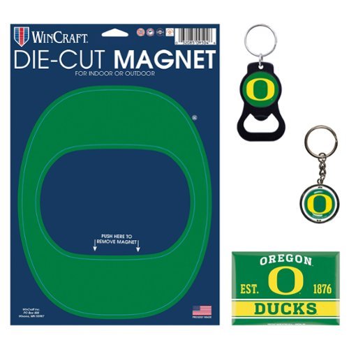 WinCraft - Oregon Ducks 4-Pack Key Rings and Magnets Set - Multicolor-Front_Standard 