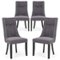 Costway - Channel Tufted Dining Chairs Set of 4 with High Backrest Rubber Wood Legs Modern - Gray-Front_Standard 