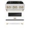 ZLINE - Autograph 30 in. Legacy Dual Fuel Range in Satin Steel w/ White & Gold Accents (RASZ-WM-30-G) - Stainless Steel-Front_Standard