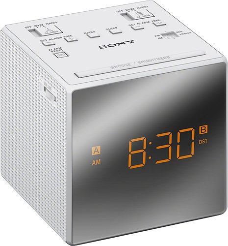 Sony - AM/FM Dual-Alarm Clock Radio - White
