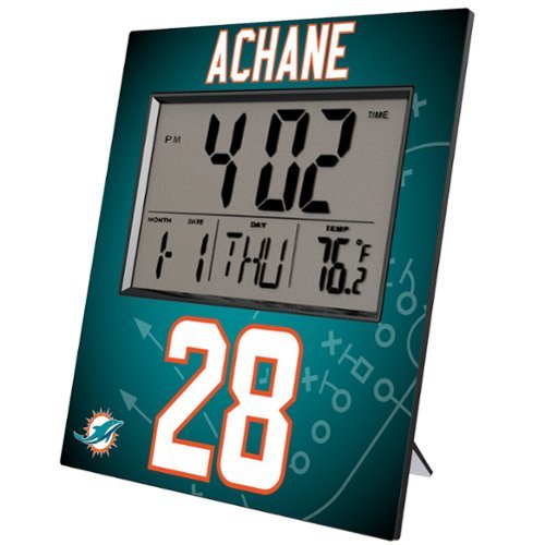 Keyscaper - De-Von Achane Miami Dolphins Digital Desk & Wall Clock - Multicolor-Front_Standard 