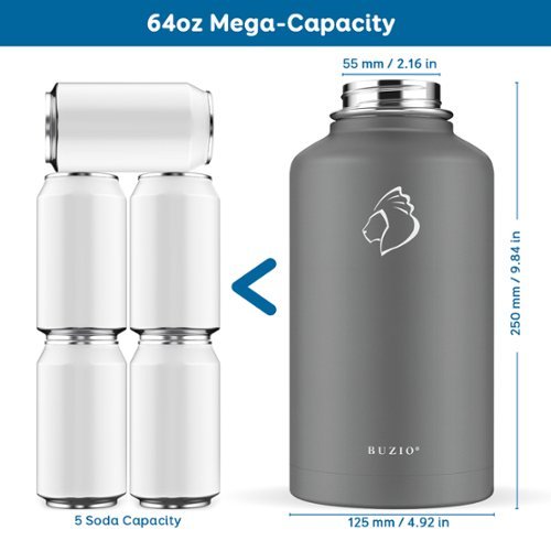 Buzio Duet Series Insulated 64 oz Water Bottle with Straw Lid and Flex Lid - Gray HOW TO BUY