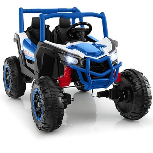Gymax - 24V Kids Ride on UTV w/ 4 x 100W Powerful Engine Remote Control High/Low Speed Navy - Navy, Black-Front_Standard 
