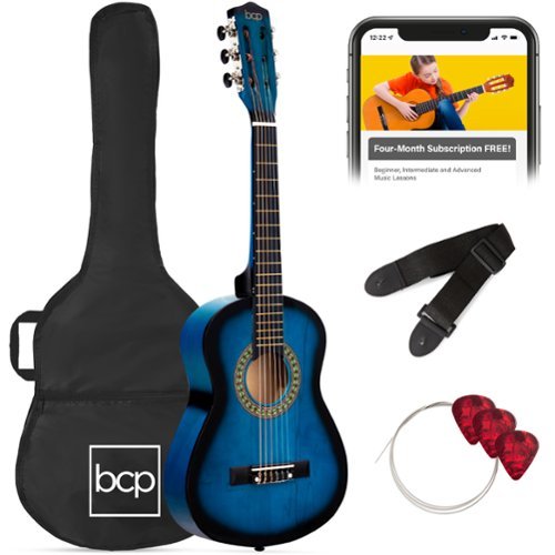 Best Choice Products - 30in Kids Acoustic Guitar Beginner Starter Kit w/ Strap, Case, Strings - Blueburst-Front_Standard 