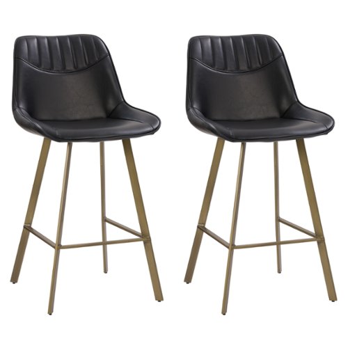 CorLiving - Christoff Modern Counter Height Barstool (Set of 2) - Black