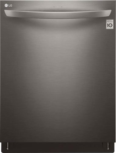 LG - 24" Top Control Smart Wi-Fi Enabled Dishwasher with QuadWash and Stainless Steel Tub - Black Stainless Steel-Front_Standard 