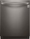 LG - 24" Top Control Smart Wi-Fi Enabled Dishwasher with QuadWash and Stainless Steel Tub - Black Stainless Steel-Front_Standard